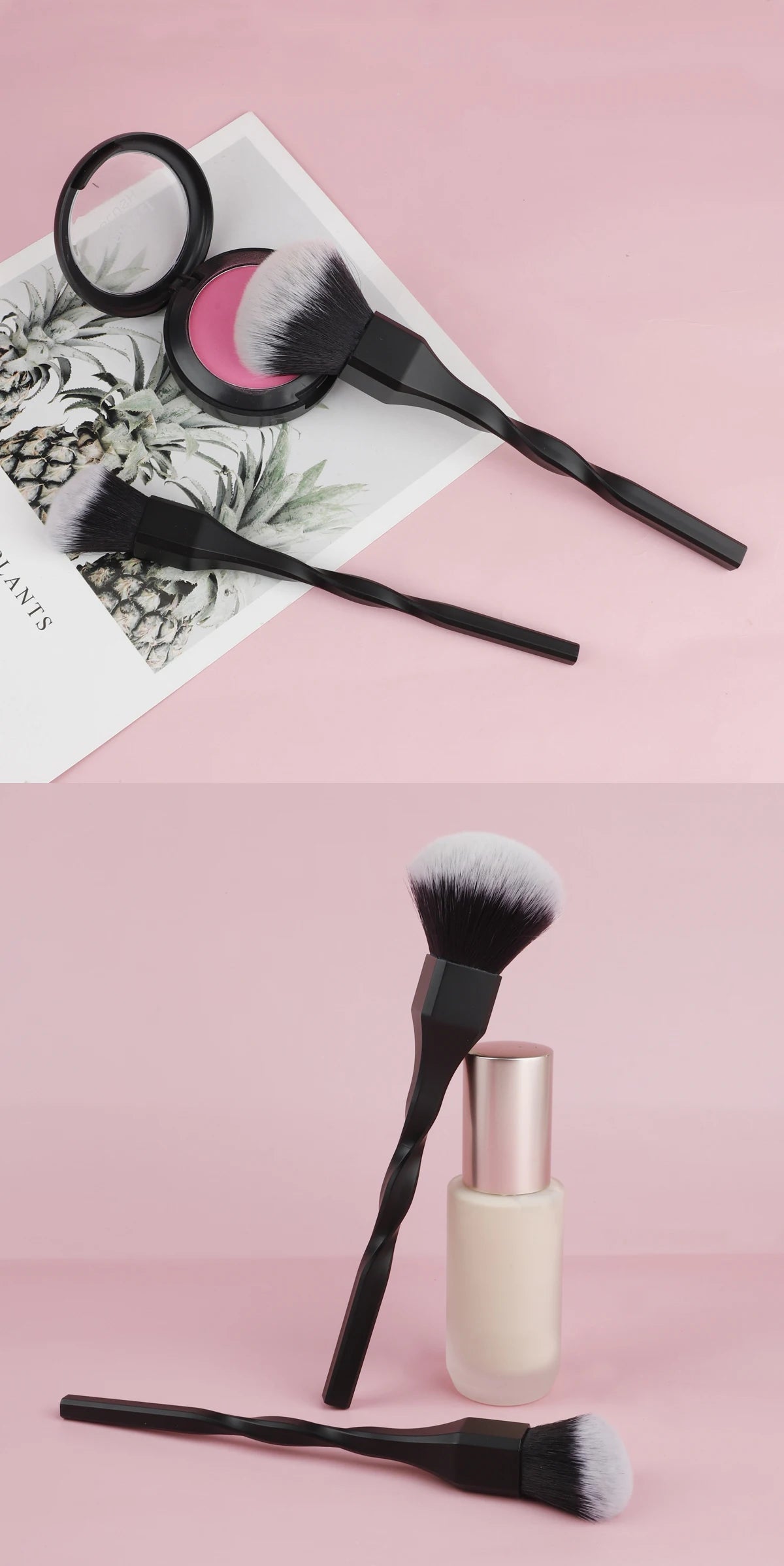 1PCS Spiral Design Plastic Handle Beauty Makeups Brushes Cosmetics Powder Blush Brush Make-up for women Tool  Free Shipping